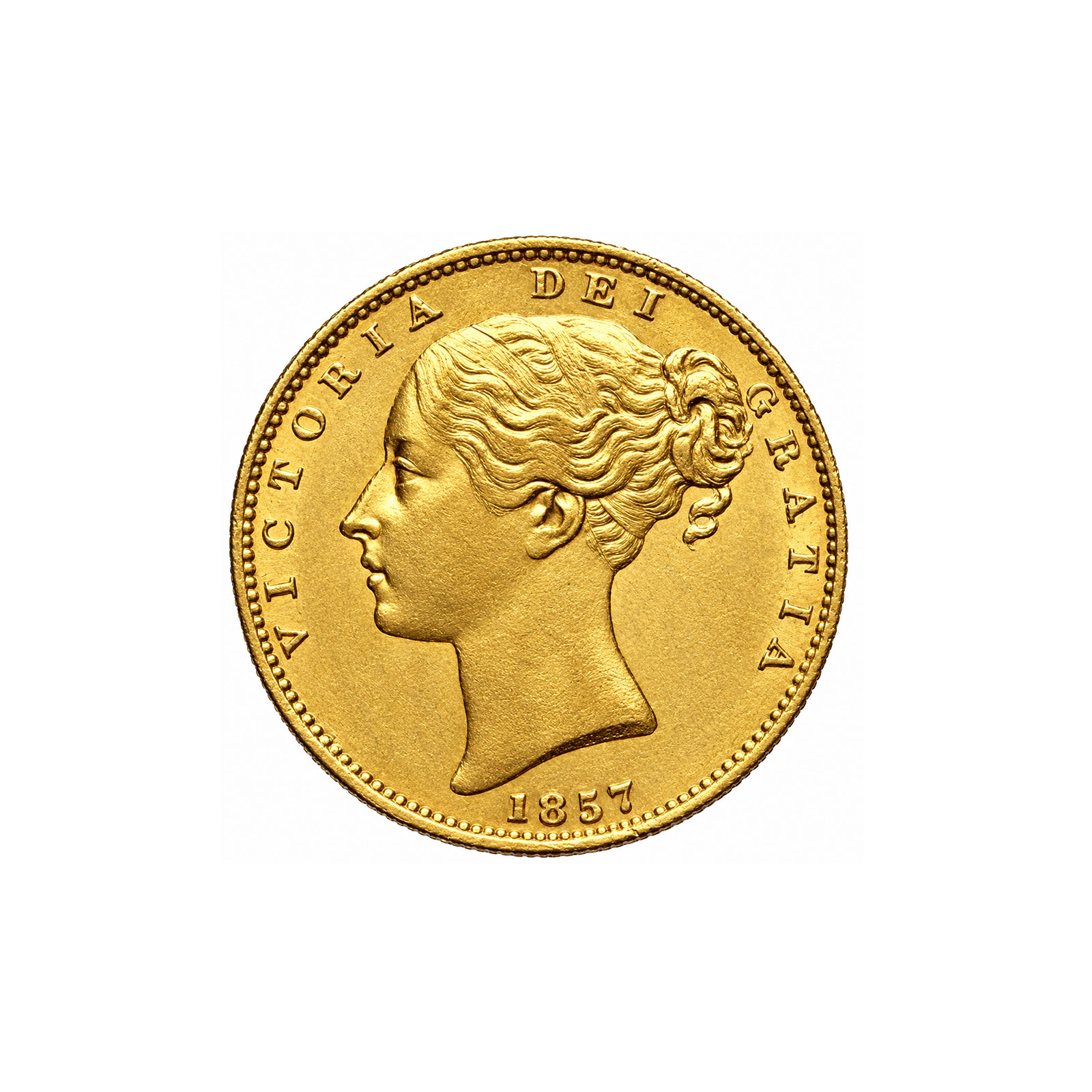 Sterlina-oro-Vittoria-giovane-stemmata-retro